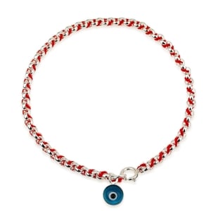 Silver Evil Eye Red String Bracelet