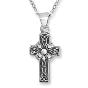 Small Sterling Silver Engraved Celtic Cross 