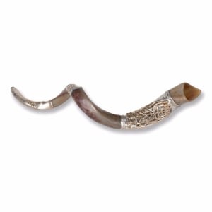 Sterling Silver-Plated Yemenite Kudu Shofar With Menorah (Variety of Sizes)