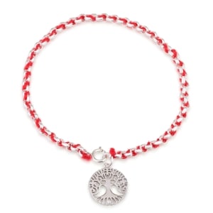 Sterling Silver Red String Tree of Life Bracelet