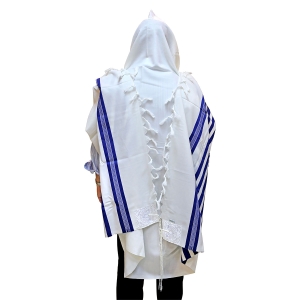 Wool Prima Tallit (Prayer Shawl) – Blue and Silver