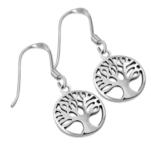 Sterling Silver Tree of Life Hanging Earrings 