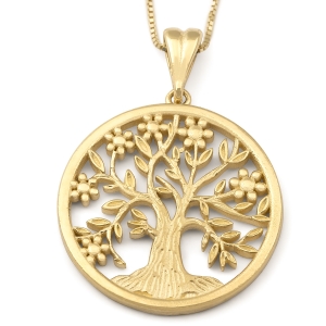Women's Deluxe Tree of Life Pendant Necklace in 14K Yellow or White Gold