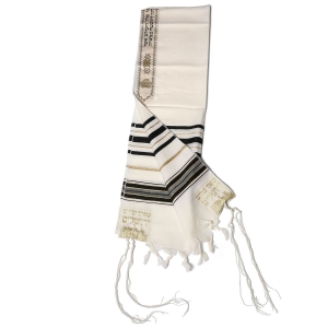Wool Prima Tallit (Prayer Shawl) – Black and Gold