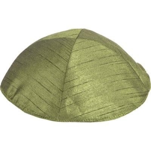 Yair Emanuel Classic Poly Silk Kippah (Olive Green)