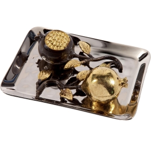 Yair Emanuel Copper Salt and Pepper Shakers With Pomegranate Design