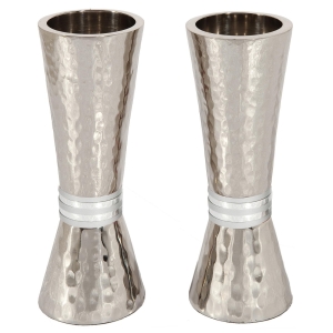 Yair Emanuel Textured Nickel Conical Candlesticks