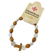 Holyland Rosary Olive Wood Elasticated Tau Cross Rosary Bracelet