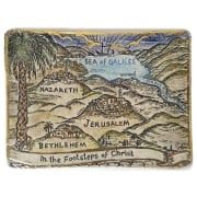 Art In Clay Ceramic Limited Edition Plaque Cartographic “The Footsteps of Christ” Wall Hanging with 24K Gold Accents