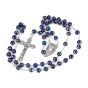 Holyland Rosary Decorated Blue Beaded Rosary With Crucifix and Jordan River Water