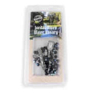 Holyland Rosary Iridescent Black Beaded Rosary With Crucifix and Jordan River Water