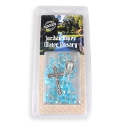 Holyland Rosary Light Blue Beaded Rosary With Crucifix and Jordan River Water