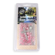 Holyland Rosary Pink Beaded Rosary With Crucifix and Jordan River Water