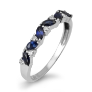 Anbinder Jewelry White Gold Women's Ring with Diamonds and Sapphires