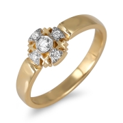 Anbinder Jewelry 14K Yellow Gold Jerusalem Cross Purity Ring with 5 Diamonds
