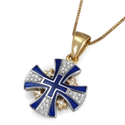 Anbinder Jewelry Two-Tone 14K Gold Diamond Pavé Splayed Jerusalem Cross Pendant with Enamel and 36 Diamonds