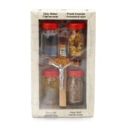 Jerusalem and Bethlehem Holy Land Home Blessing Set - Crucifix, Olive Oil, Holy Water, Frankincense & Holy Soil