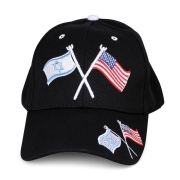 Embroidered Black American and Israeli Flags Unity Sports Cap
