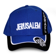 Blue Jerusalem Cross Sports Cap with Jerusalem and Israel 