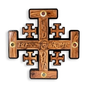 Olive Wood Jerusalem Cross Home Blessing with Biblical Spices