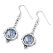 Rafael Jewelry Roman Glass and Sterling Silver Long Earrings