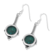 Rafael Jewelry Sterling Silver and Eilat Stone Abstract Filigree Teardrop Earrings