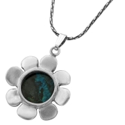 Sterling Silver and Eilat Stone Daisy Necklace