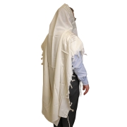 Talitnia Hermonit Traditional Non-Slip Wool Tallit Prayer Shawl (White and Gold)