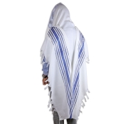 Talitnia Hermonit Traditional Wool Tallit Prayer Shawl (Blue and Silver)