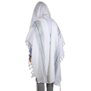 Talitnia Hermonit Traditional Wool Non-Slip Tallit Prayer Shawl (Gray and Silver)