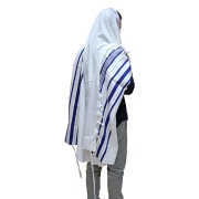 Talitnia Gilboa Pure Wool Traditional Tallit Prayer Shawl (Blue and Silver)
