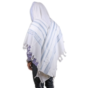 Talitnia Gilboa Pure Wool Traditional Tallit Prayer Shawl (Light Blue and Silver)