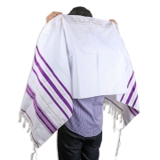 Talitnia Acrylic Wool Traditional Tallit Prayer Shawl (Purple and Gold Stripes)
