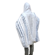 Talitnia Acrylic Wool Traditional Tallit Prayer Shawl (Light Blue and Silver Stripes)