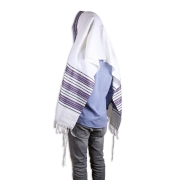 Talitnia Carmel Wool Tallit Prayer Shawl (White and Purple)