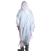 Talitnia Or Wool Blend Tallit Prayer Shawl (Light Blue and Silver)