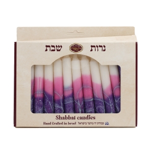 12 Shabbat Candles – White and Purple