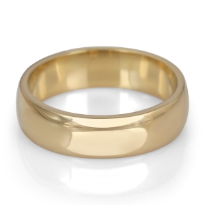 14K Gold Jerusalem-Made Traditional Comfort Edge Wedding Ring (6 mm)