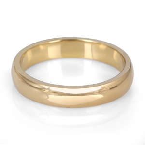 14K Gold Jerusalem-Made Traditional Wedding Ring With Comfort Edge (4 mm)