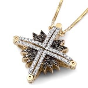 Anbinder Jewelry 14K Gold Double-Sided Star of Bethlehem Necklace with White, Blue & Black Diamonds
