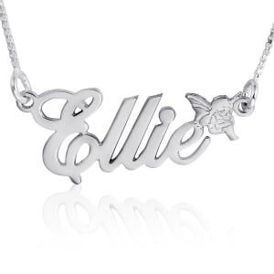 14K White Gold Angel Personalized Name Necklace