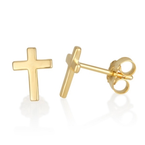 Gold-Plated Sterling Silver Latin Cross Stud Earrings