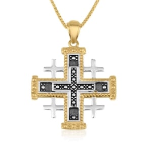 Two-Tone Gold-Plated Silver Men's Jerusalem Cross Pendant