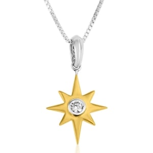 Women's Gold-Plated Sterling Silver Star of Bethlehem Pendant with Cubic Zirconia