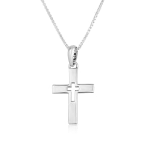 Sterling Silver Cut-Out Double Latin Cross Pendant