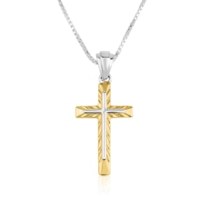 Sterling Silver and 18K Gold-Plated Two-Tone Latin Cross Pendant