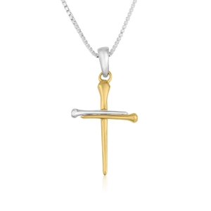 Elegant Sterling Silver and 18K Gold-Plated Two-Tone Latin Nail Cross