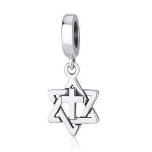 Marina Jewelry Sterling Silver Star of David with Cross Pendant Charm