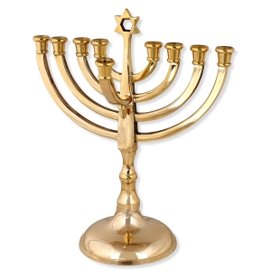 Judaica Vintage Hanukkah Lamp Jewish Brass Bronze Menorah Jerusalem Holy Land #1 