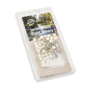 Holyland Rosary Pearl Beaded Rosary with Jordan River Water and Crucifix